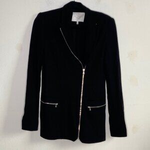 Adam Lippes Sz 4 Black Stretchy Zipped Blazer